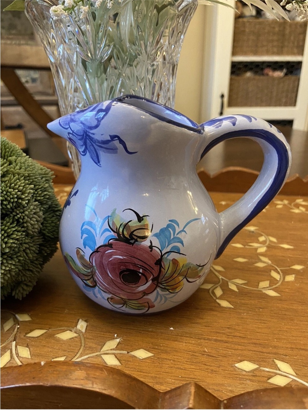 Vestal Alcobaca Portugal Art Pottery 4.5” Pitcher folk art hand painted